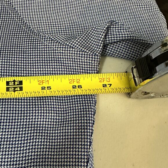 Jos A Bank Reserve Shirt Men's 17.5/35 Tailored Fit Blue Houndstooth Button Up - Picture 9 of 11